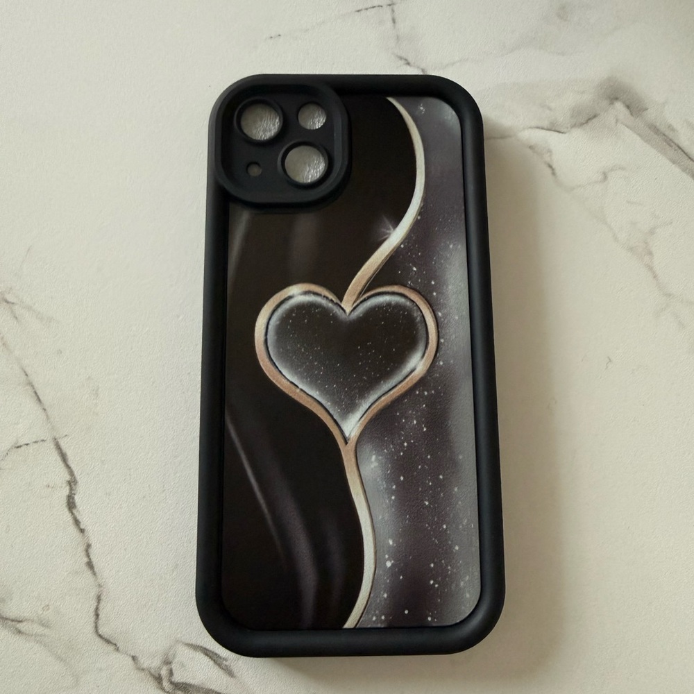 & Other Stories Black and Silver Heart Design Phone Case